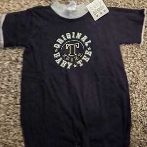 GAP Navy Baby One-Piece Tee with Light Gray Trim